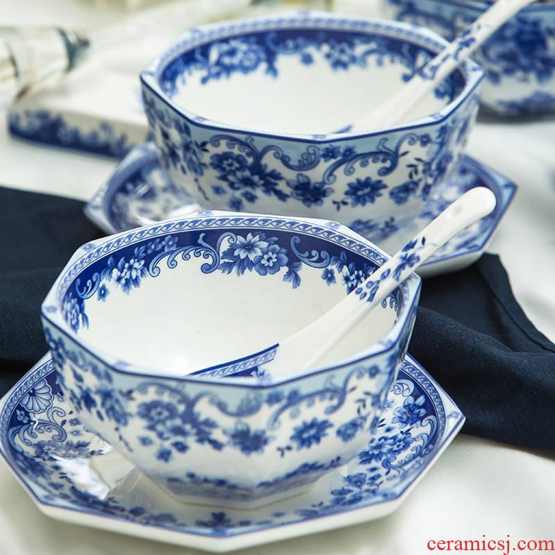 Jingdezhen porcelain household use ipads plate tableware to suit Chinese wind in the blue and white glaze ceramic high - grade combination with Chinese style
