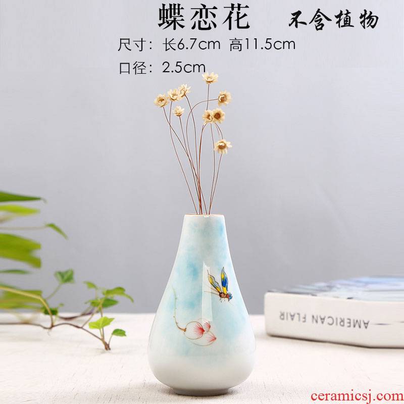 Hydroponic copper money plant grass ceramic vases, dried flowers, flowers all over the sky star flowers, white vase indoor desktop furnishing articles