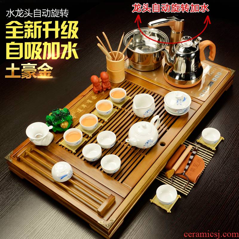 ZongTang tea set suits for domestic kung fu tea set a complete set of violet arenaceous automatic four unity induction cooker tea tray of tea table