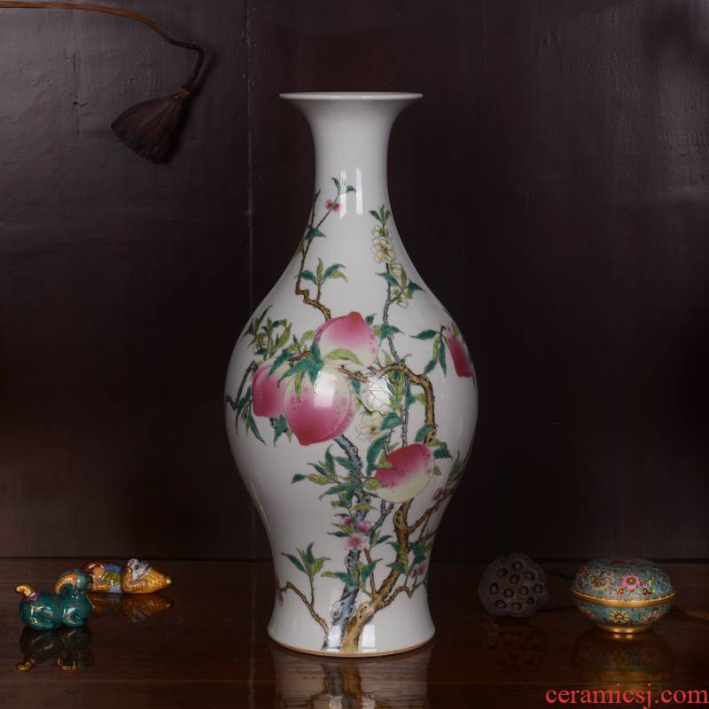 Jingdezhen ceramics high - grade hand - made archaize qianlong peach olive vase household adornment process sitting room furnishing articles