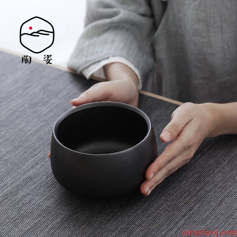 TaoZi hand wash to retro coarse pottery tea cups to wash to kung fu tea water jar number detong writing brush washer accessories