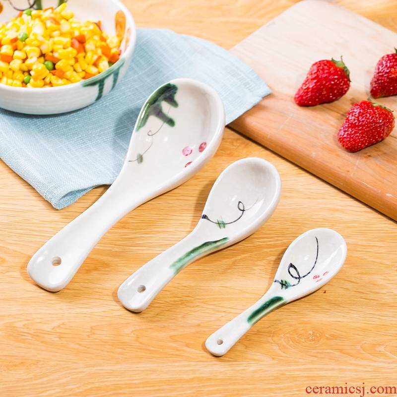 Under the glaze color Japanese - style tableware spoon ladle spoons jingdezhen domestic creative small spoon to eat ultimately responds soup spoon run out