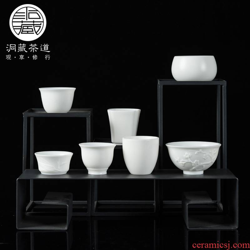 Kung fu tea cups in building ceramic sample tea cup dehua white porcelain hat cup master cup single cup tea cups