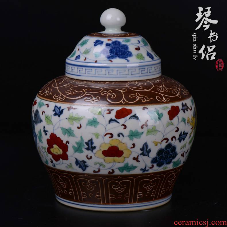 Pianology picking jingdezhen hand - made antique porcelain furnishing articles chenghua bucket color word benevolent day tea pot
