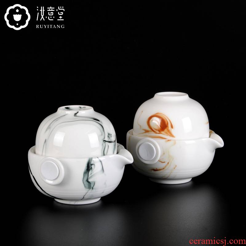 Creative Chinese wind ceramic crack cup a pot a pot of 1 cup single trip travel portable tea service office