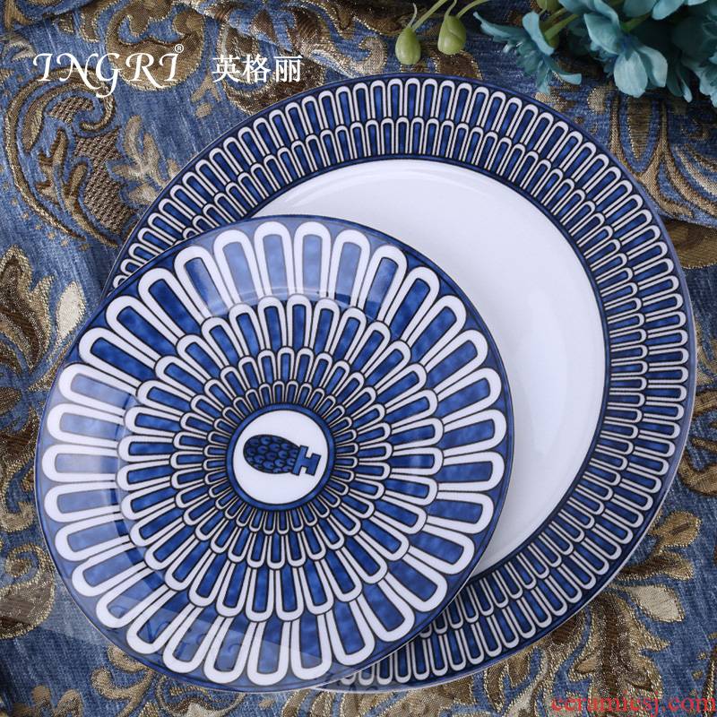 Ipads porcelain tableware son dish plate round household dinner plate ceramic hotel continental breakfast plate cake plate