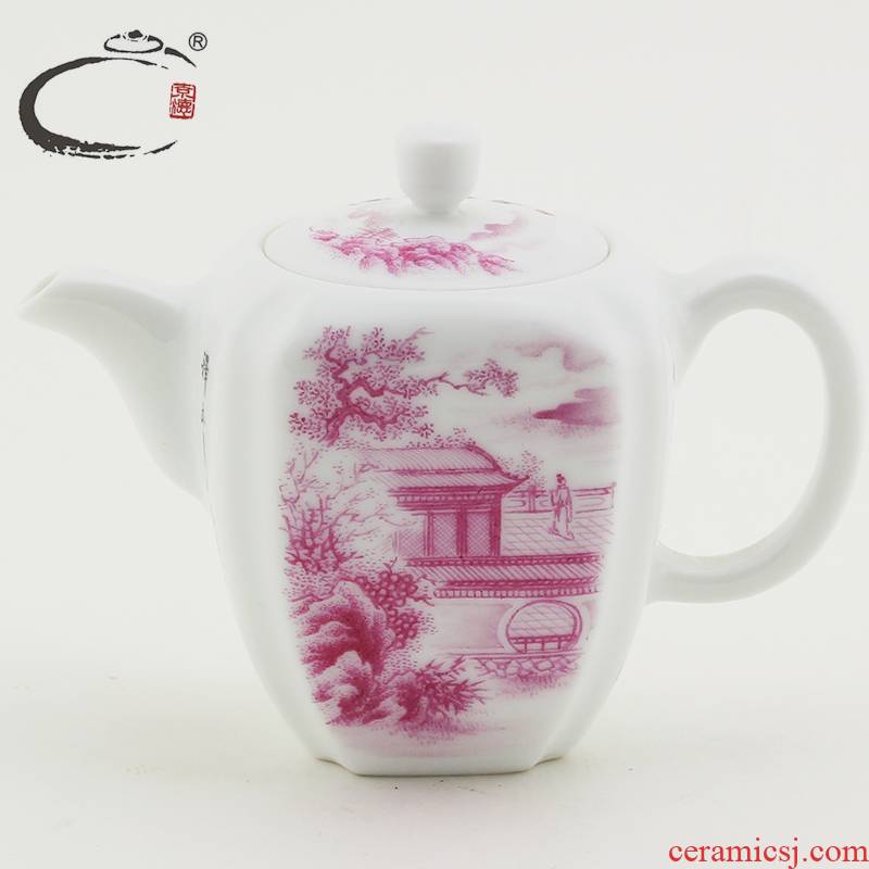 Ruby red landscape and auspicious jing DE up penghu - glance Han Wenbao master of jingdezhen hand - made ceramic tea pot