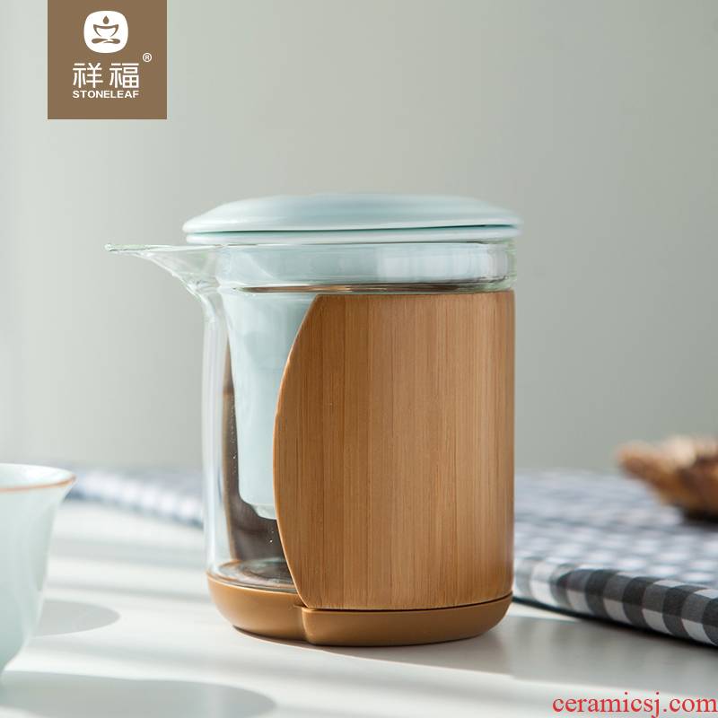 Auspicious blessing glass teapot stainless steel filter high - temperature ceramic teapot bladder tea cup tea cups