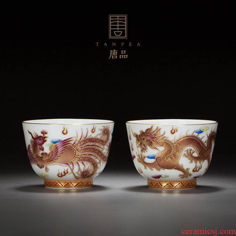 Pastel longfeng grain jingdezhen ceramic sample tea cup manually kung fu master individual cups to heap gold cup palace gifts