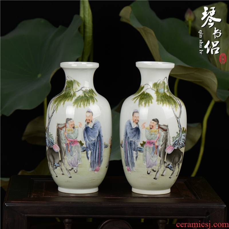 Pianology picking jingdezhen porcelain vases, antique art furnishing articles qianlong pastel bole know horse the lantern of picking a