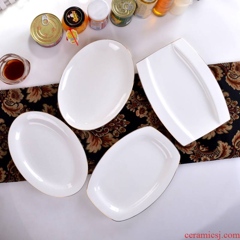Yipin tang fish ipads porcelain plate household fuels the rectangle size 12 inches large tableware ceramic fish dishes