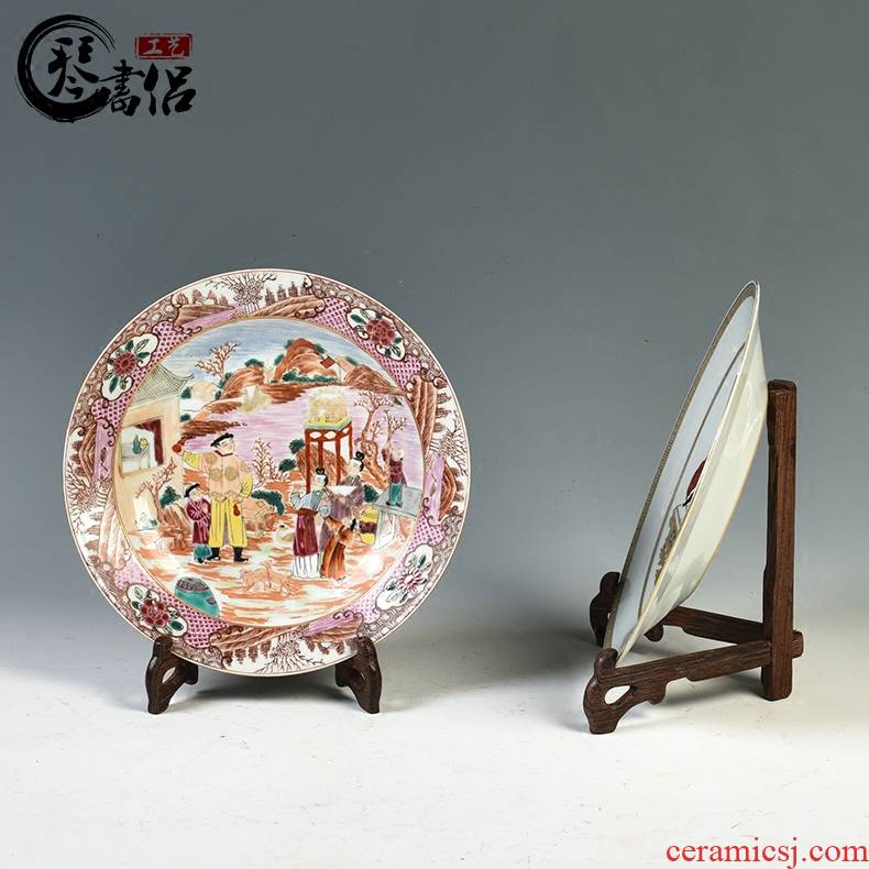 Pianology picking jingdezhen manual hand - made antique ceramics home decoration decoration plate characters wide color plate furnishing articles