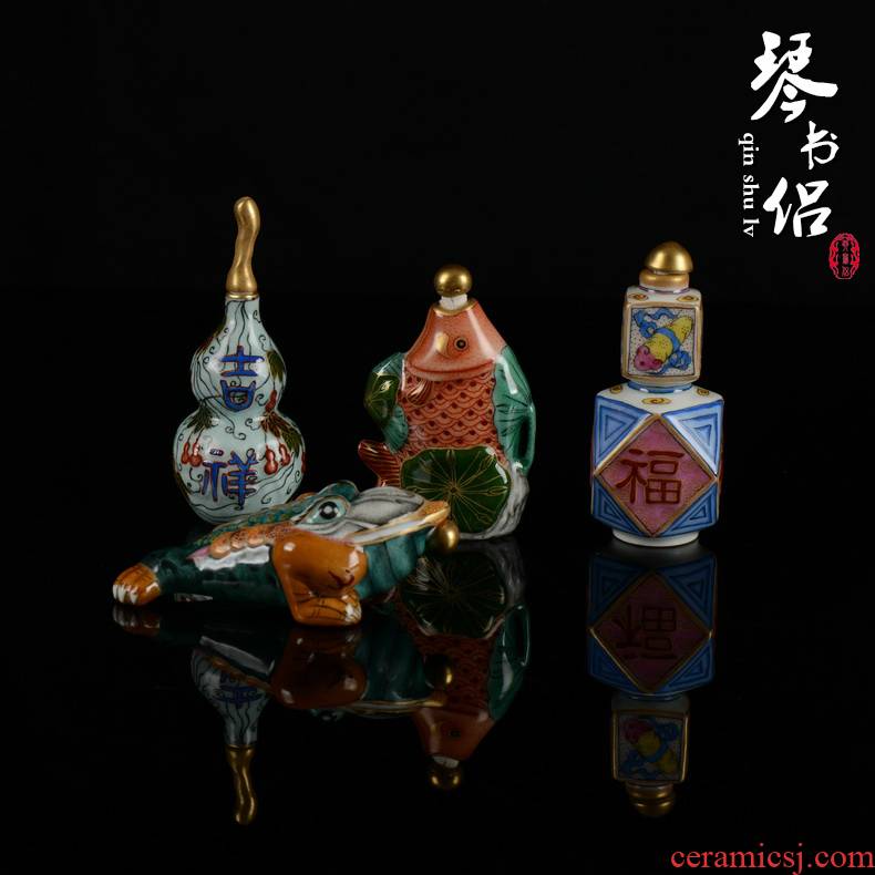 Pianology picking archaize of jingdezhen porcelain qianlong pastel snuff bottle handle a collectables - autograph art furnishing articles
