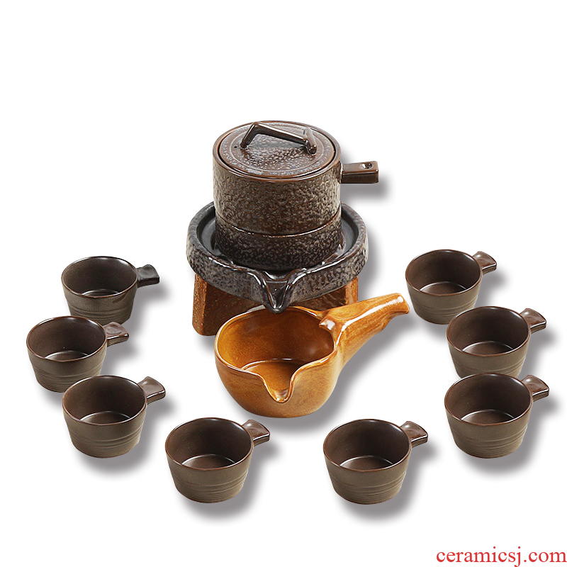 Xin arts edge automatic coarse ceramic tea set ceramic prevent hot tea, a complete set of kung fu tea sets stone mill