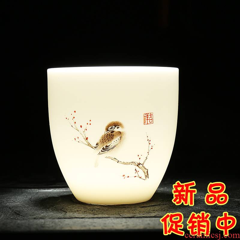 Dragon invertors kung fu tea cups dehua white porcelain tea set sample tea cup ceramic cup master individual single CPU pu - erh tea, red tea cups