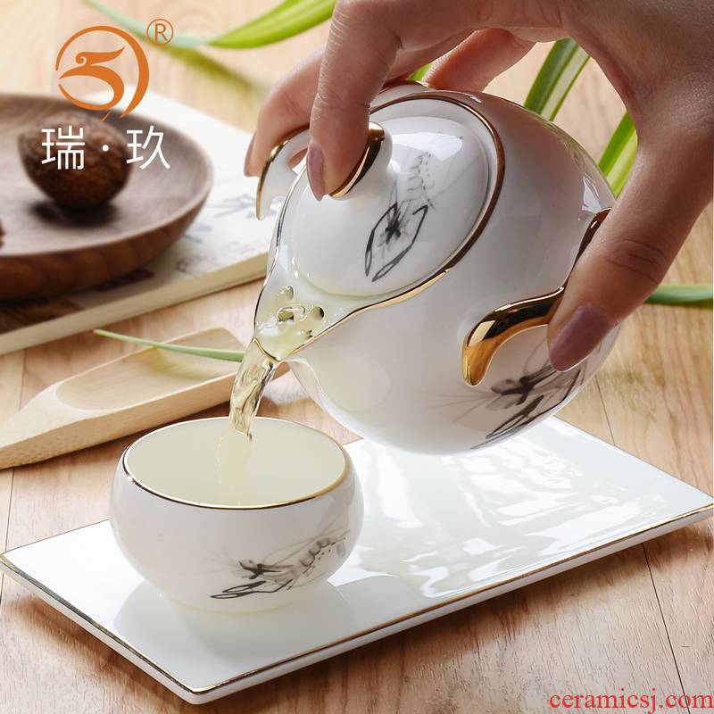 Relaxed and a pot of a cup of ipads China tea set kung fu tea set only drinks paint ceramic teapot teacup saucer