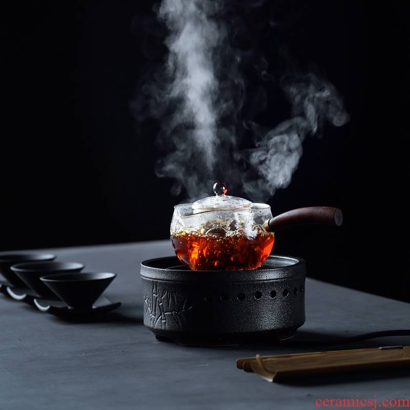 Kate TaoLu boiled tea machine household black pottery tea set kung fu tea side of high temperature resistant glass pot of warm tea