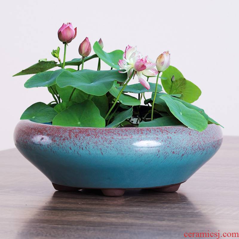 Refers to other non - porous ceramics sleep bowl lotus grass daffodils cooper hydroponic flower pot simple retro new flower pot
