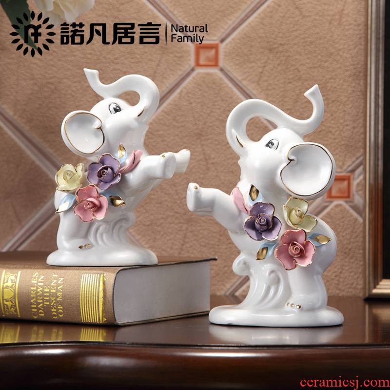 Jingdezhen ceramic furnishing articles study of sitting room decoration from European auspicious feng shui elephant decorations gifts