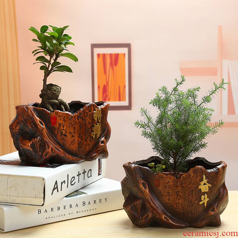 Europe type restoring ancient ways is auspicious ceramics flowerpots ganoderma lucidum rich banyan tree coconut trees, green potted classical ceramic flower pot