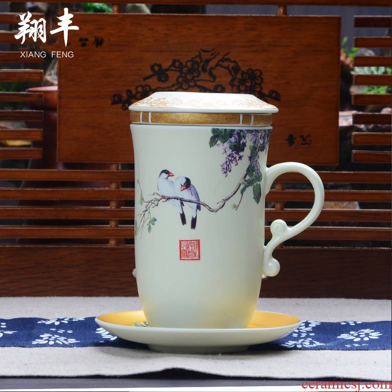 Xiang feng ceramic cups with cover filter cup office husband cup cup tea cup
