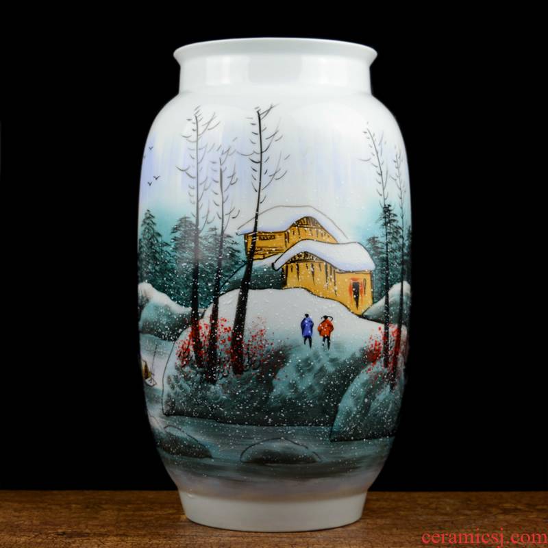 Jingdezhen ceramics hand - made vases large famous checking art furnishing articles sitting room of the new Chinese style household adornment