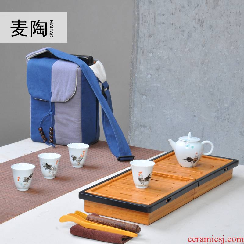MaiTao hand - made portable cotton and linen travel of a complete set of kung fu tea set ceramic purple sand your up teapot teacup