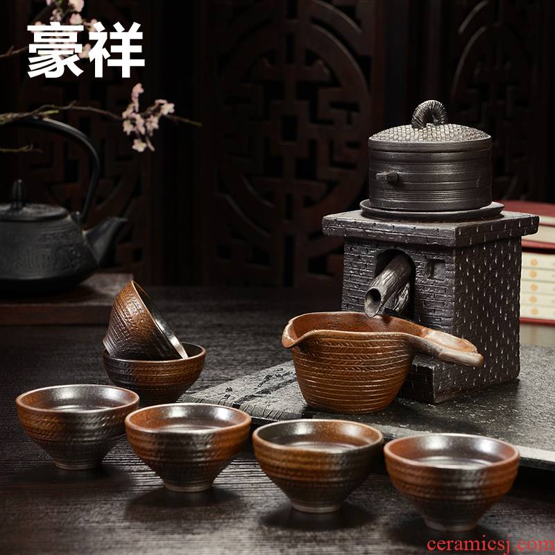 Hao auspicious tea set creative coarse pottery) automatically filter ceramic tea strainer kung fu tea sets with the teapot