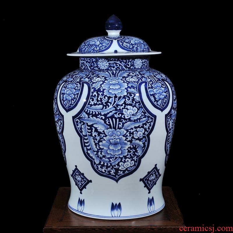 Copy a blue - and - white, yuan and Ming LuLianSheng jingdezhen ceramics with cover general pot vase process ACTS the role of TV ark, furnishing articles