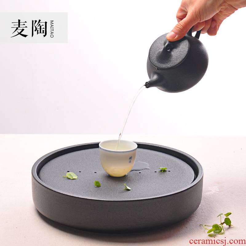MaiTao circular coarse pottery tea tray ceramic tea sea small purple sand tea sets tea pot pot of 12 water drainage tray