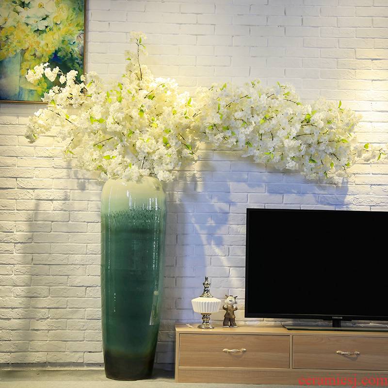 Ceramic flower furnishing articles club villa large landing simulation flower vase set decoration in the sitting room is decorated