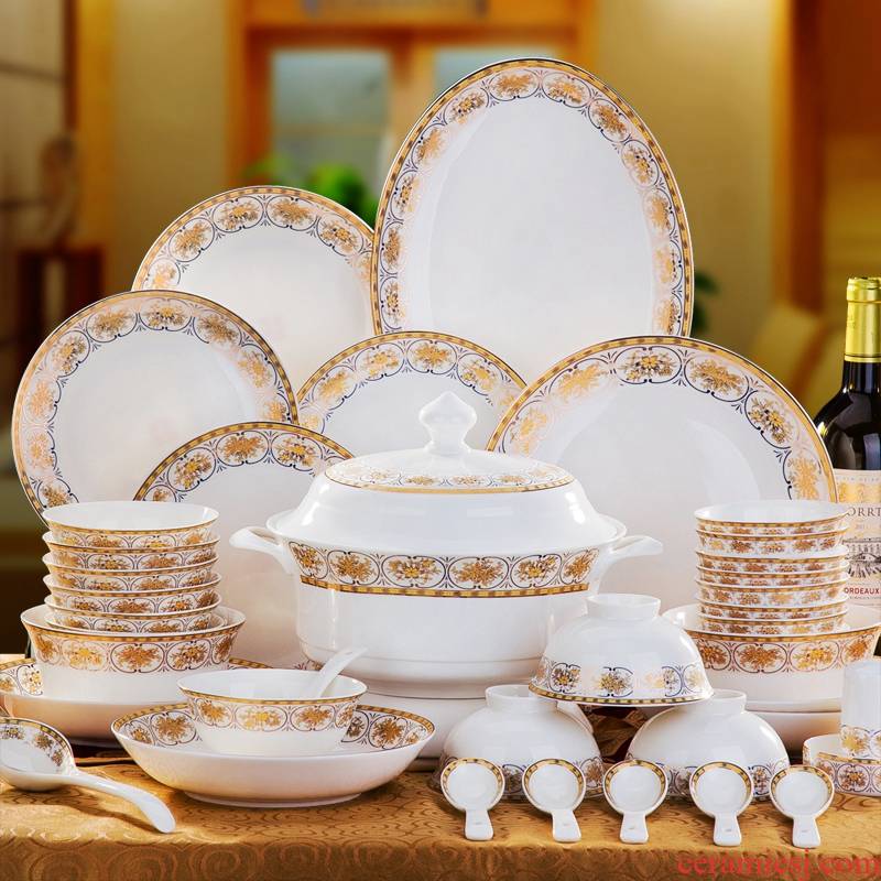 Jingdezhen dishes home ipads porcelain tableware dishes chopsticks Chinese ceramics contracted to use housewarming gift set