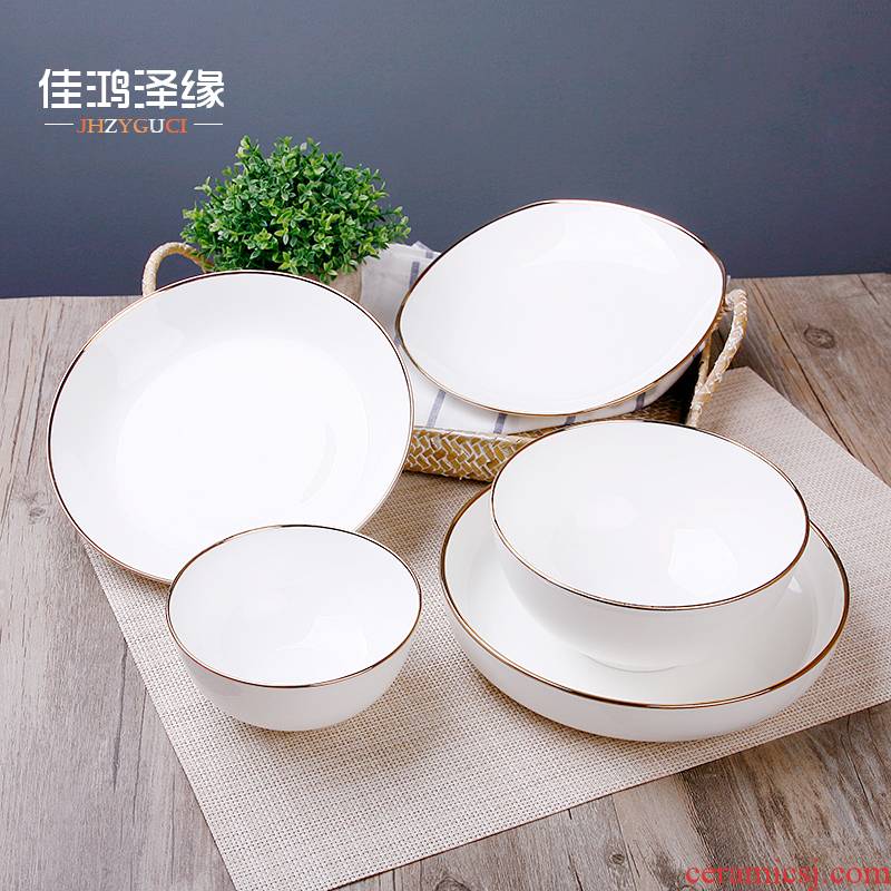 Contracted Europe type wide up phnom penh ipads porcelain tableware use cutlery set home plate plate ceramic dishes customize Logo