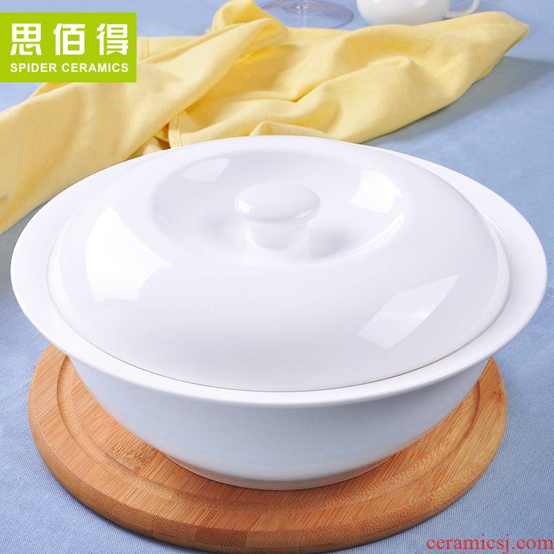 Think hk to pure white ceramic 9 inches round the product pot lead - free large ceramic bowl of soup basin with cover pot soup pot soup