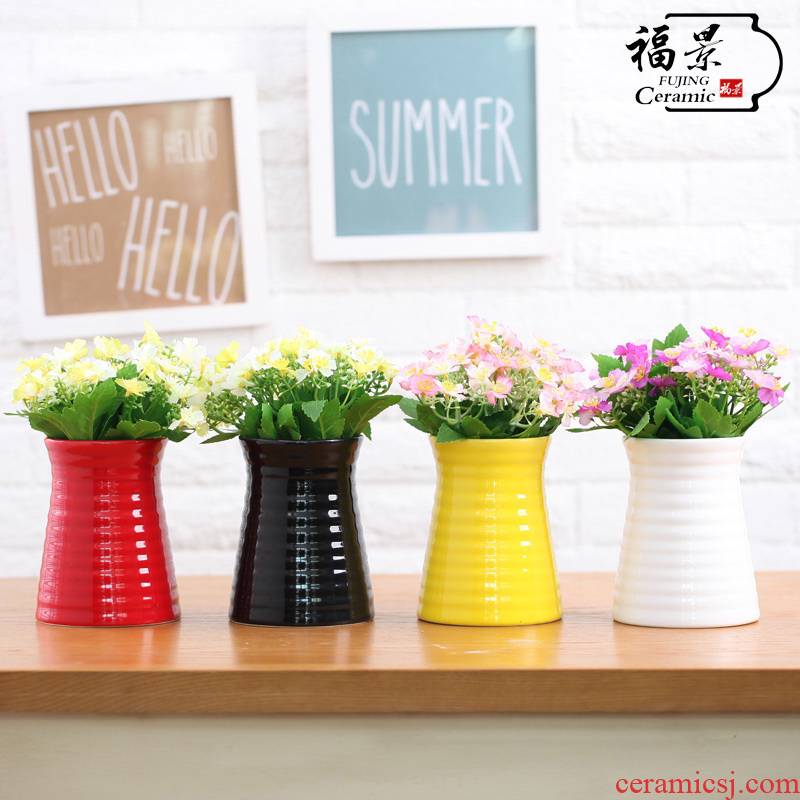 Small handicraft floret bottle corrugated receptacle ceramics modern home decoration vase in furnishing articles furnishing articles set