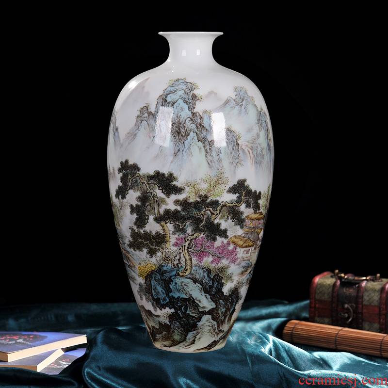 Jingdezhen ceramic vase master high - end antique hand - made pastel pomegranate bottle home decoration craft collection furnishing articles