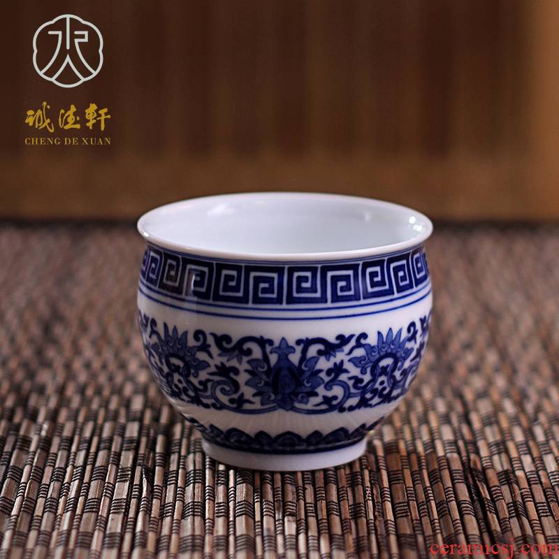 Cheng DE xuan tea sets jingdezhen blue and white single cup cup ultimately responds cup 3 hand - made ceramic craft tea life be beautiful like summer flowers