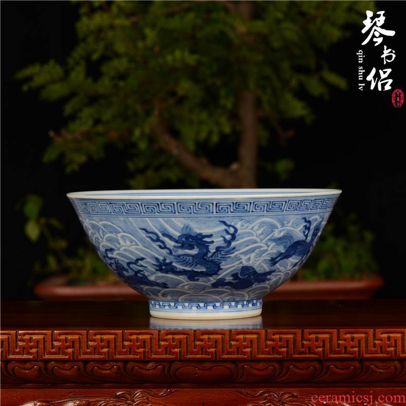 Home furnishing articles pianology picking hand antique art of jingdezhen porcelain vases guangxu up with blue sea, green - splashed bowls