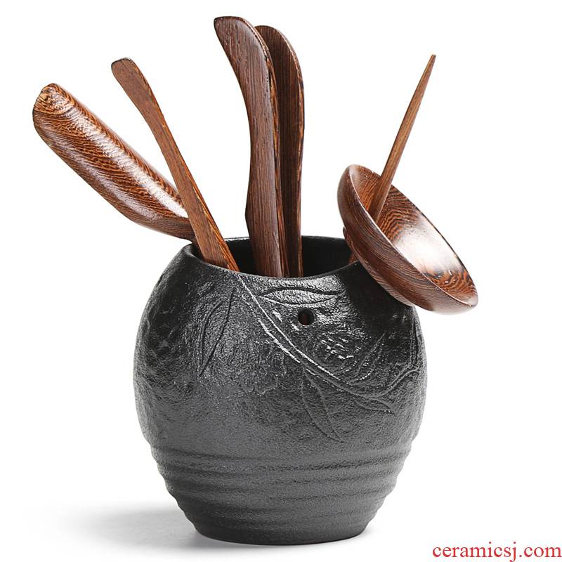 Xin yi yuan kung fu tea sets accessories ebony wood, ceramic zero with the combination of a complete set of tea six gentleman