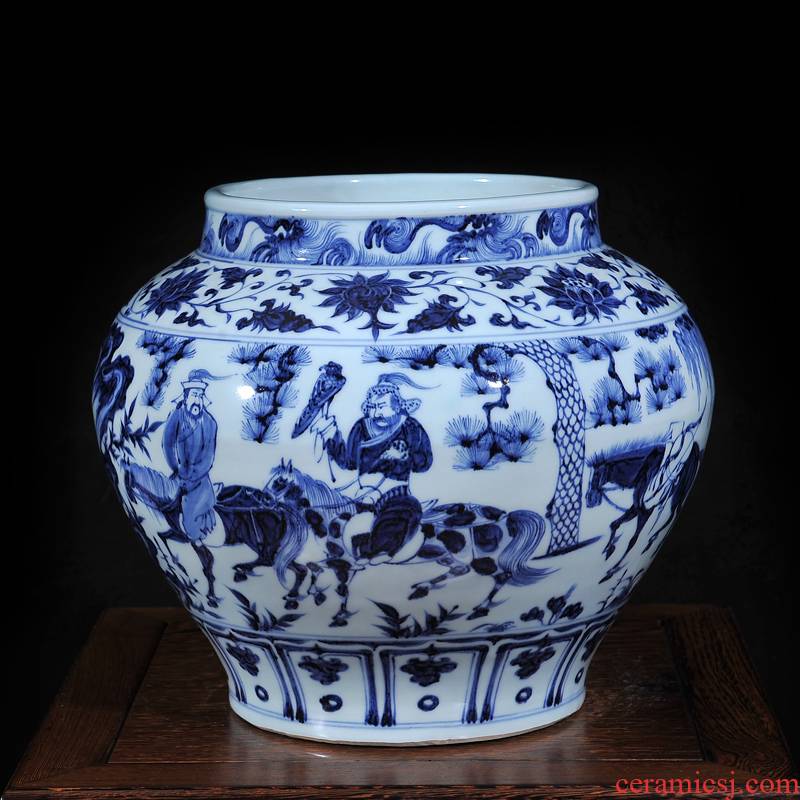 Jingdezhen porcelain porcelain vase under the yuan and Ming blue and white month after han xin jar furnishing articles collection of classical arts and crafts