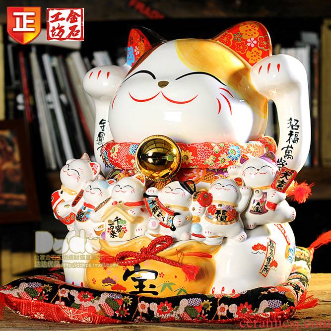 Authentic stone workshop Jin Yunzhao fu long live cat the opened big ceramic furnishing articles opening household important gift