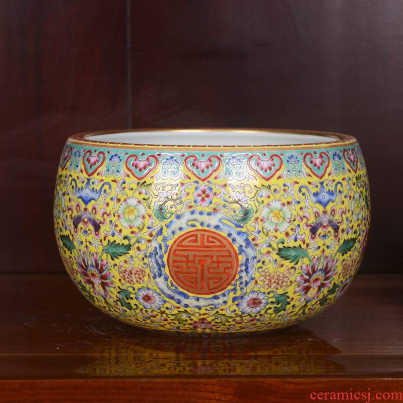 Jingdezhen ceramics high - end antique qianlong bound branch lotus powder enamel vase household adornment process sitting room furnishing articles