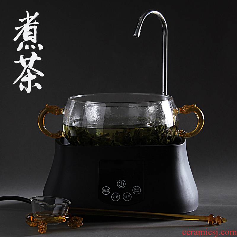 Mingyuan FengTang boiled tea machine automatic hydropower TaoLu heat - resistant glass kettle boiling pot set tea service