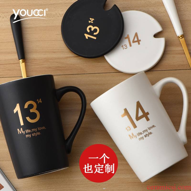 Youcci ceramics creative high - capacity ceramic cup office leisurely cup couples to customise cup mark cup with a spoon