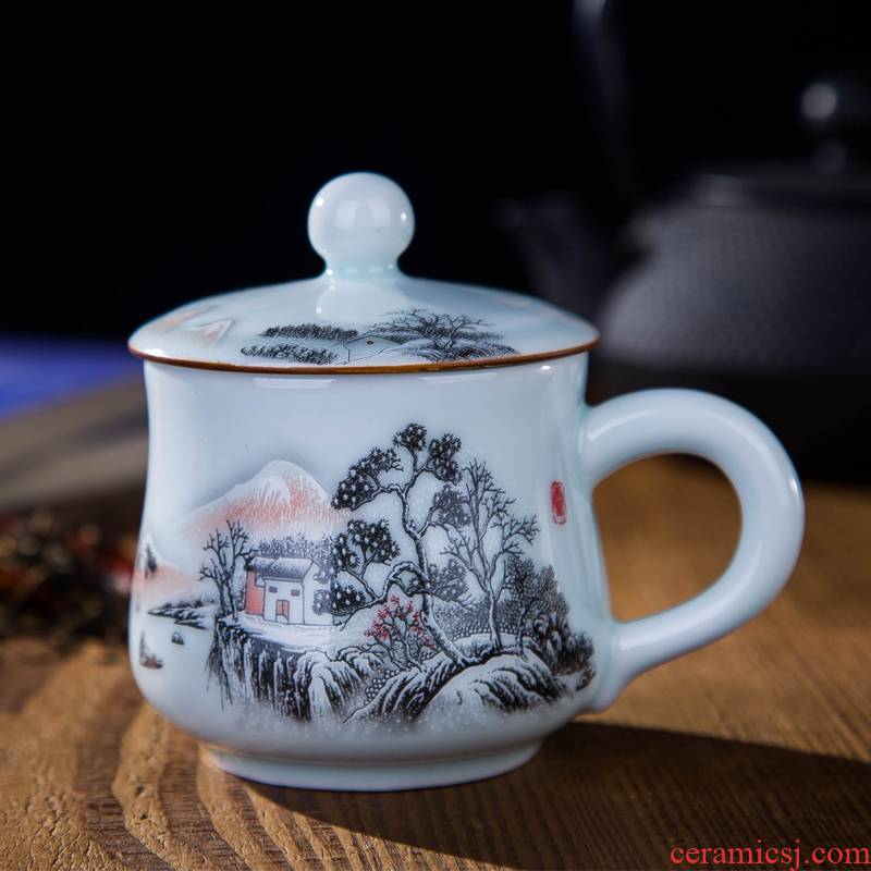 DE farce auspicious new braking the jingdezhen ceramic cups with cover small tea cup of office