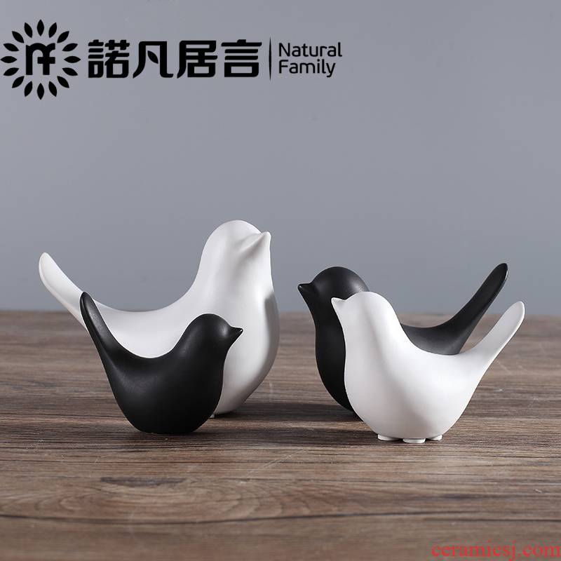 Modern simplicity Nordic express it in black and white ceramic bird creative small place porch soft outfit household ornaments