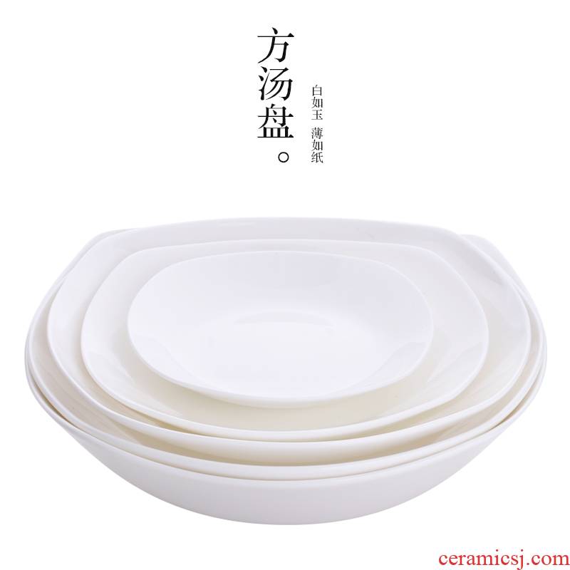 Creative household pure white ipads China party soup plate deep dish ceramic tableware side dish dish dish dish soup mix 0