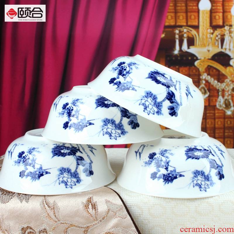 6 inches glaze blue and white ipads China in big rainbow such suit to use 4 household practical microwave combined tableware daily gift