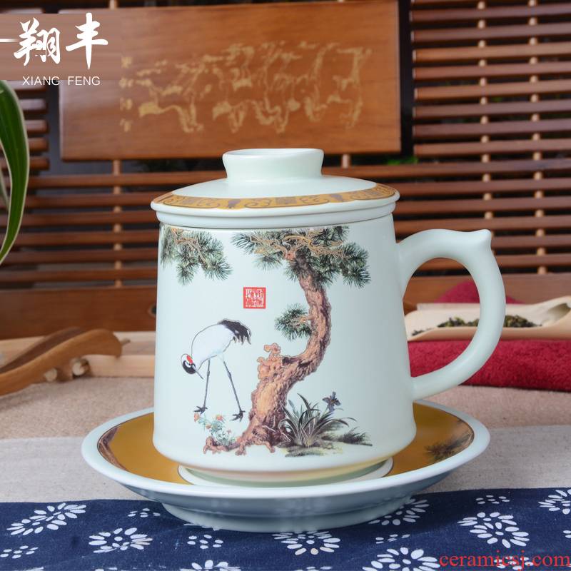 Xiang feng hand - made personal cup four - piece flower tea cup ceramic filter with cover glass office meeting