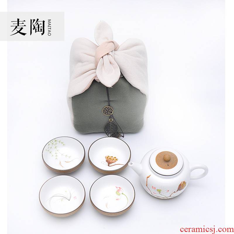 MaiTao hand - made your up with violet arenaceous kung fu tea set cotton and linen portable office travel tea set to receive a bag bag